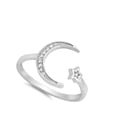 thumbnail image 4 of Open Moon Star Mystic Silver Sterling Silver Band White Cubic Zirconia 925 Jewelry Female Size 12, 4 of 4