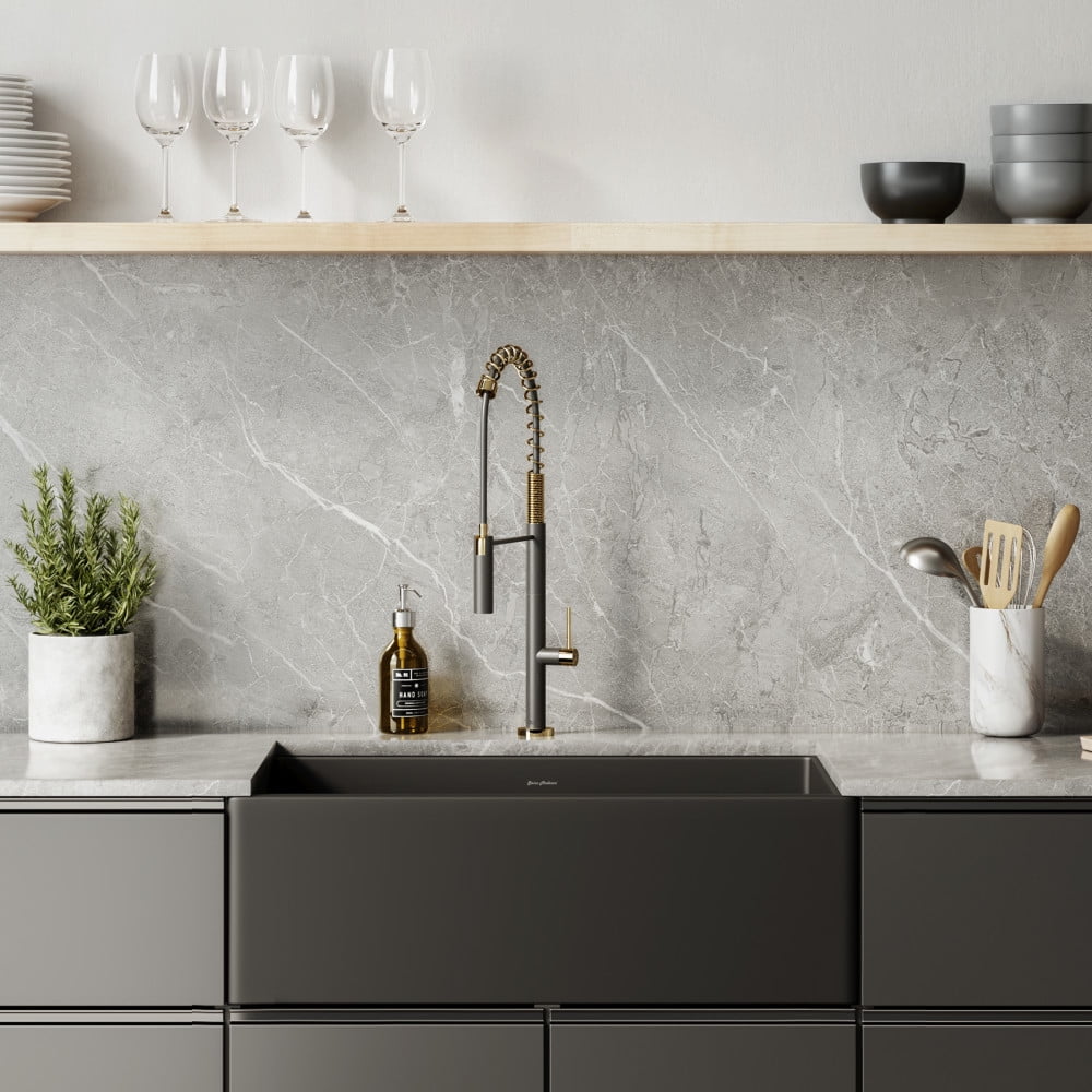 Swiss Madison Lyon 30 x 18 Fireclay, Single Basin, Farmhouse Kitchen Sink in Matte Black