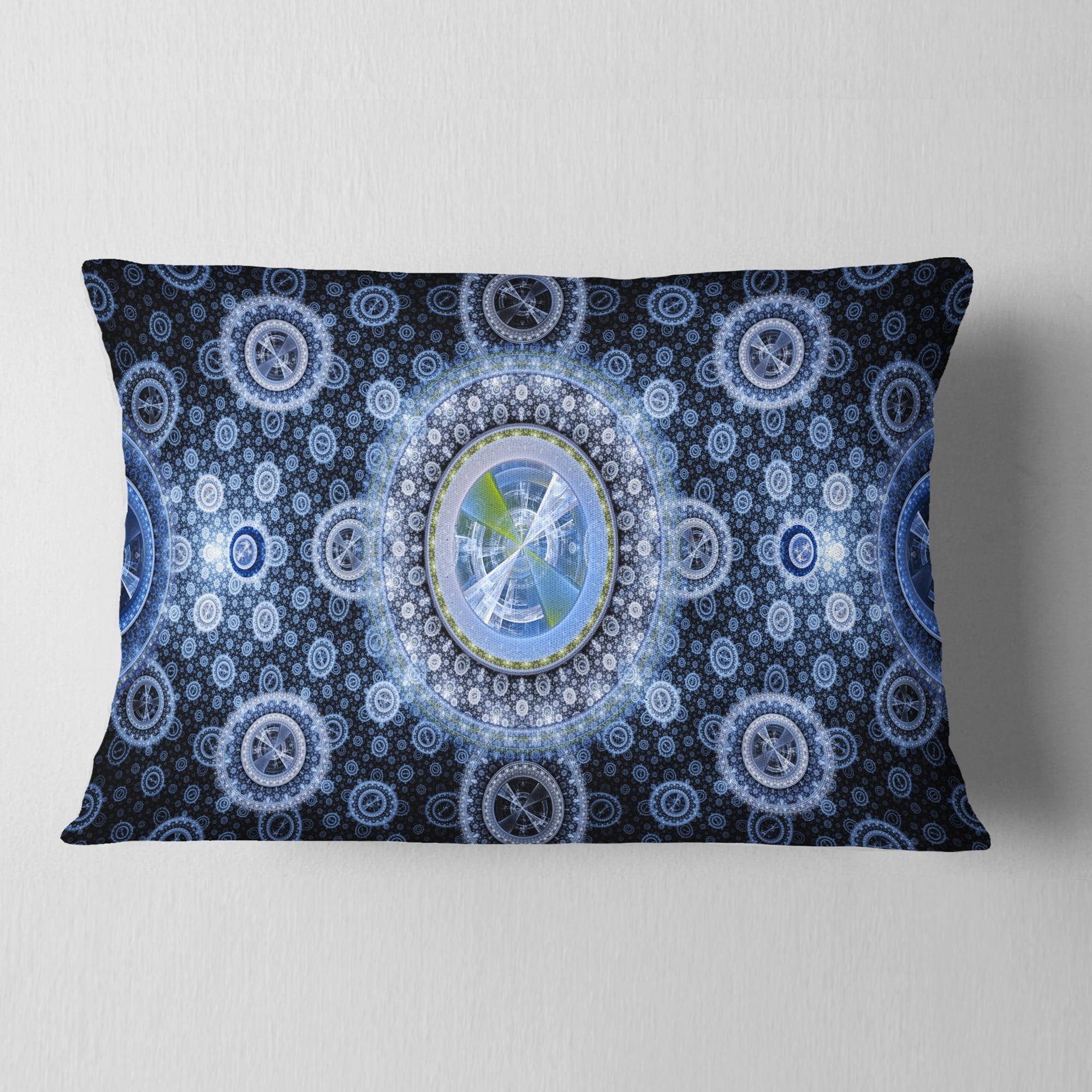 Designart Clear Blue Psychedelic Relaxing Art - Abstract Throw Pillow - 12x20