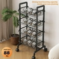 thumbnail image 5 of Water Bottle Organizer with Wheels 4-Tier Fruit Rack Snack Cart Cart Metal Wire Storage Cart Rolling Pantry Utility Kitchen Cart, Black, 5 of 15