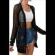 thumbnail image 1 of Cárdigan de Crochet de Verano para Mujer, Suéter Bohemio de Larga con Abertura Frontal Negro M, 1 of 10