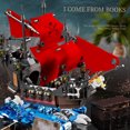 thumbnail image 5 of 966Pcs Pirate Ship Building Blocks Set with Book Base, Red Sail Model Kit with Wave Components, Creative Handmade Gift, Birthday Gift for Teens, 5 of 7
