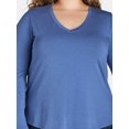 thumbnail image 4 of Terra & Sky Women’s Plus V Neck Tee with Long Sleeves, Available in 1 and 3-Packs, Sizes 0X-5X, 4 of 5