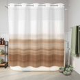 thumbnail image 6 of No Hook Shower Curtain with Built-in Rings - Brown White Washable Waterproof Fabric Bathroom Curtains for Hotel,Rentals, 72 X 72 Inch Long , Abstract Modern Brush Strokes, 6 of 9