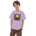 thumbnail image 5 of Curuila Kids Girls Tops Summer Short Sleeve Loose Fit Casual T Shirt With Baseball Cartoon Print Crew Neck Tee Light Purple Size 12-13 Years, 5 of 6