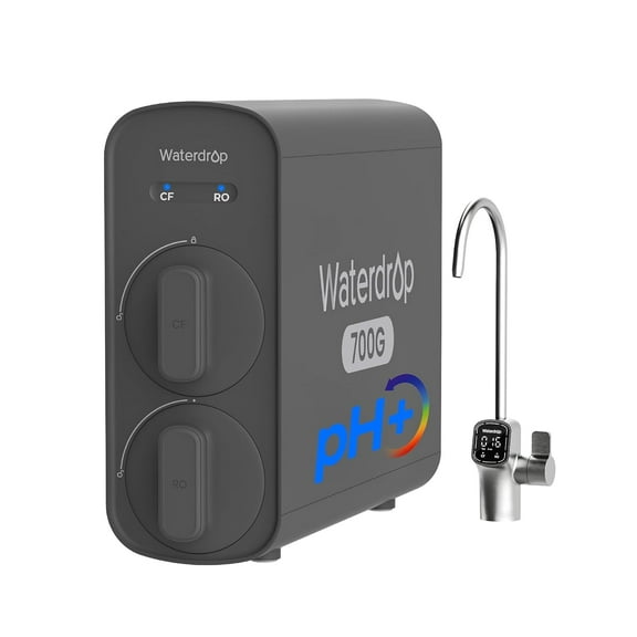 Waterdrop G5P700A Alkaline Mineral pH  Reverse Osmosis Water Filter, NSF/ANSI 372 Certified, 700G Reverse Osmosis System, 8 Stage RO Water Filtration System, 2:1 Pure to Drain, Smart LED Faucet