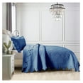 thumbnail image 3 of 3-Piece 100% Cotton Oversized Bedspread Lightweight Quilt Coverlet Embroidery Farmhouse Bedding Set (Tk Midtone Blue, Queen (100"x106")), 3 of 8