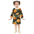 thumbnail image 2 of Girls' long-sleeved dress Vibrant Oranges and Leaves Girls' A-line dress with ribbed cuffs Soft and comfortable, 2 of 6