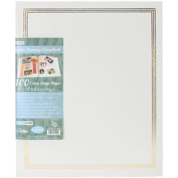 Pioneer Post Bound Album With Buff Pages 11.75"X14"-White