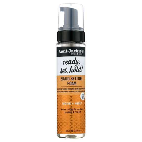 Aunt Jackie’s Braid & Twist Collection Ready, Set, Hold Braid Setting Foam, 8.5 fl oz ., All Hair Types, Frizz Control, Unisex
