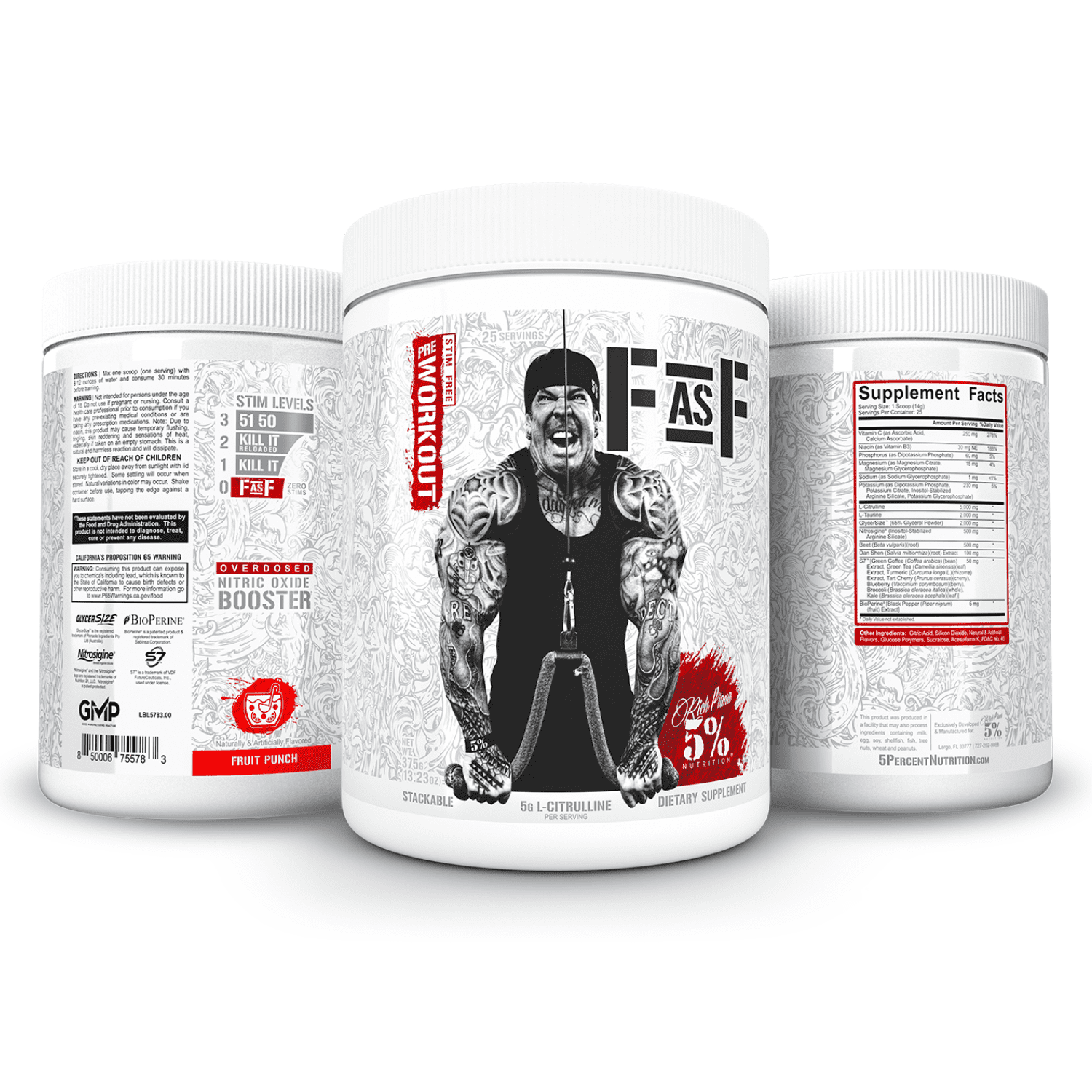 5% Nutrition FasF Pre Workout Powder Supplement, Bodybuilding and Muscle Recovery Support (Fruit Punch)