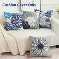 thumbnail image 5 of 4 Pack Linen Throw Pillow Covers Modern Blue Daisy Pattern Decorative Square Cushion Cover for Sofa 18  x 18 inch, 5 of 7