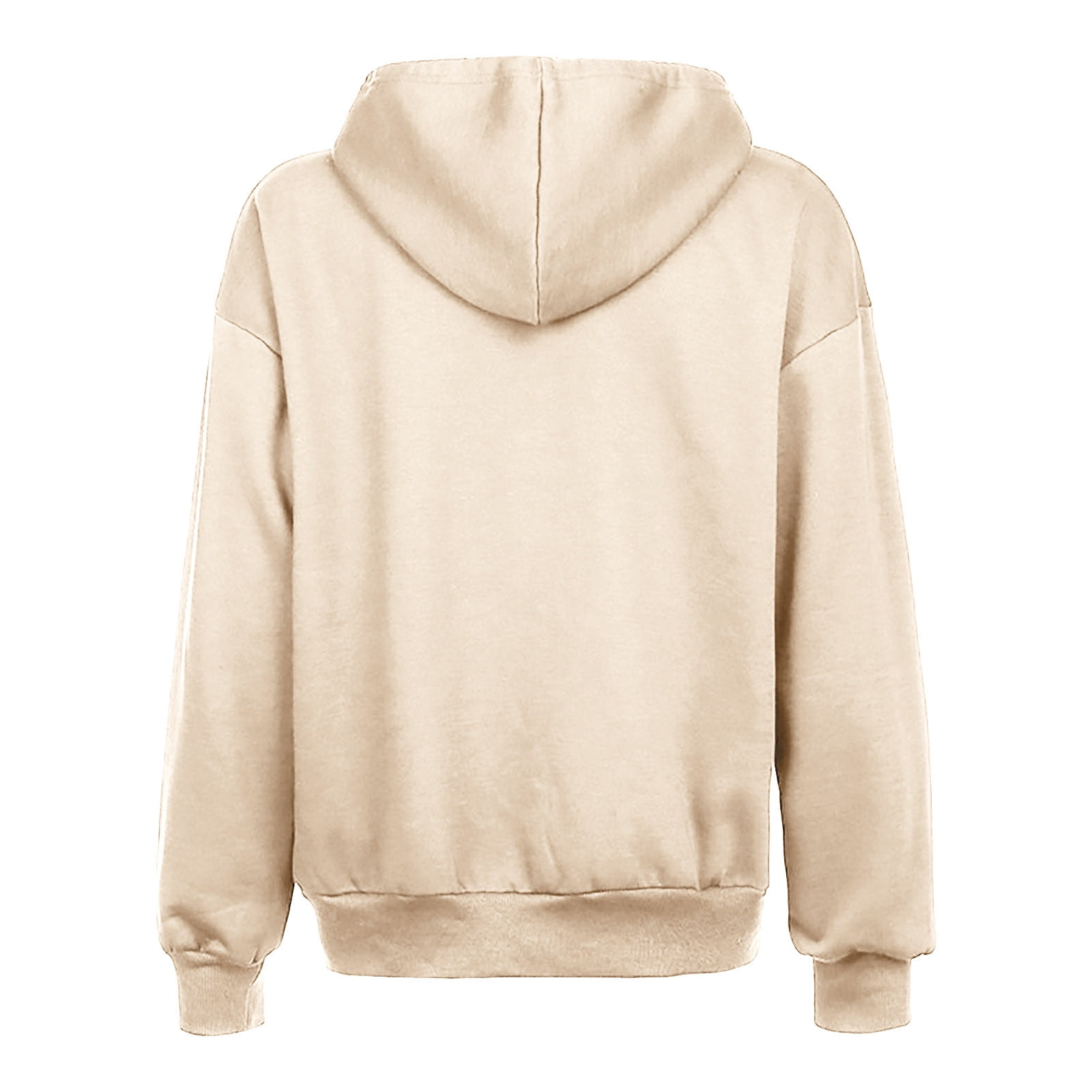 VEKDONE Junior Sweatshirts Hooded And Zip Up Women's Zip Up Long Sleeve Sweatshirt Hoodies Oversized Casual Drawstring Hooded Pullover Blouse Beige,L