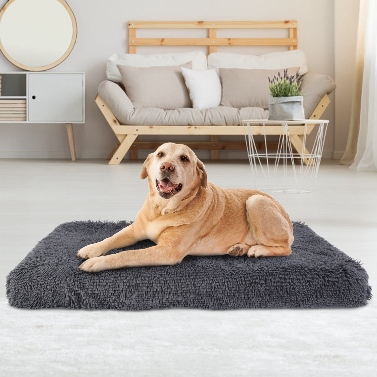 iMounTEK Dog Bed Mattres Cozy Warm Pet Crate Mat with Long Plush,XL ...