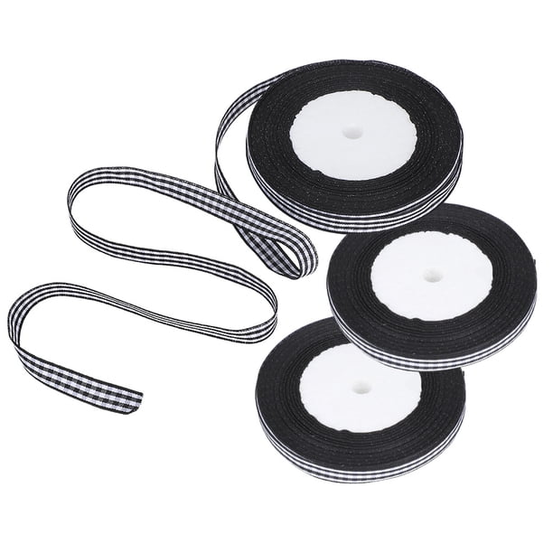 Cinta de satén a cuadros para envolver regalos de Navidad, bodas y pasteles, 1 cm de ancho, 25 yardas por rollo.
