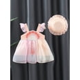 thumbnail image 2 of xiaxaixu Baby Girl Dress Set, Fly Sleeve Embroidery Shell Tulle Patchwork A-line Dress with Hat, 2 of 9