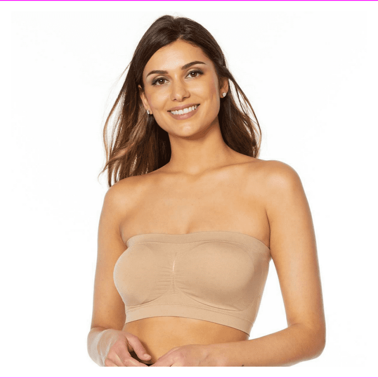 Yummie Seamless Bandeau Bra with Removable Pads in Almond, S/M (631276) 