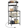 thumbnail image 1 of HOMCOM Kitchen Bakers Rack with Power Outlet, Coffee Bar, Distressed Black, 1 of 10