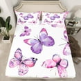 thumbnail image 2 of Manfei Purple Splatter Ink Sheet Set Twin,Butterfly Bedding Sets Twin Size,Girls Butterflies Twin Sheet Sets For Girls,Ultra Soft Bedroom Decor,3pcs, 2 of 7