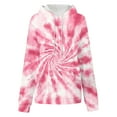 thumbnail image 6 of BiZtdJrK Womens Fall Hoodie Pullover Tie Dye Long Sleeve Casual Sweatshirts Drawstring Lightweight Loose Fit Hooded Shirts with Pocket Pink S, 6 of 8