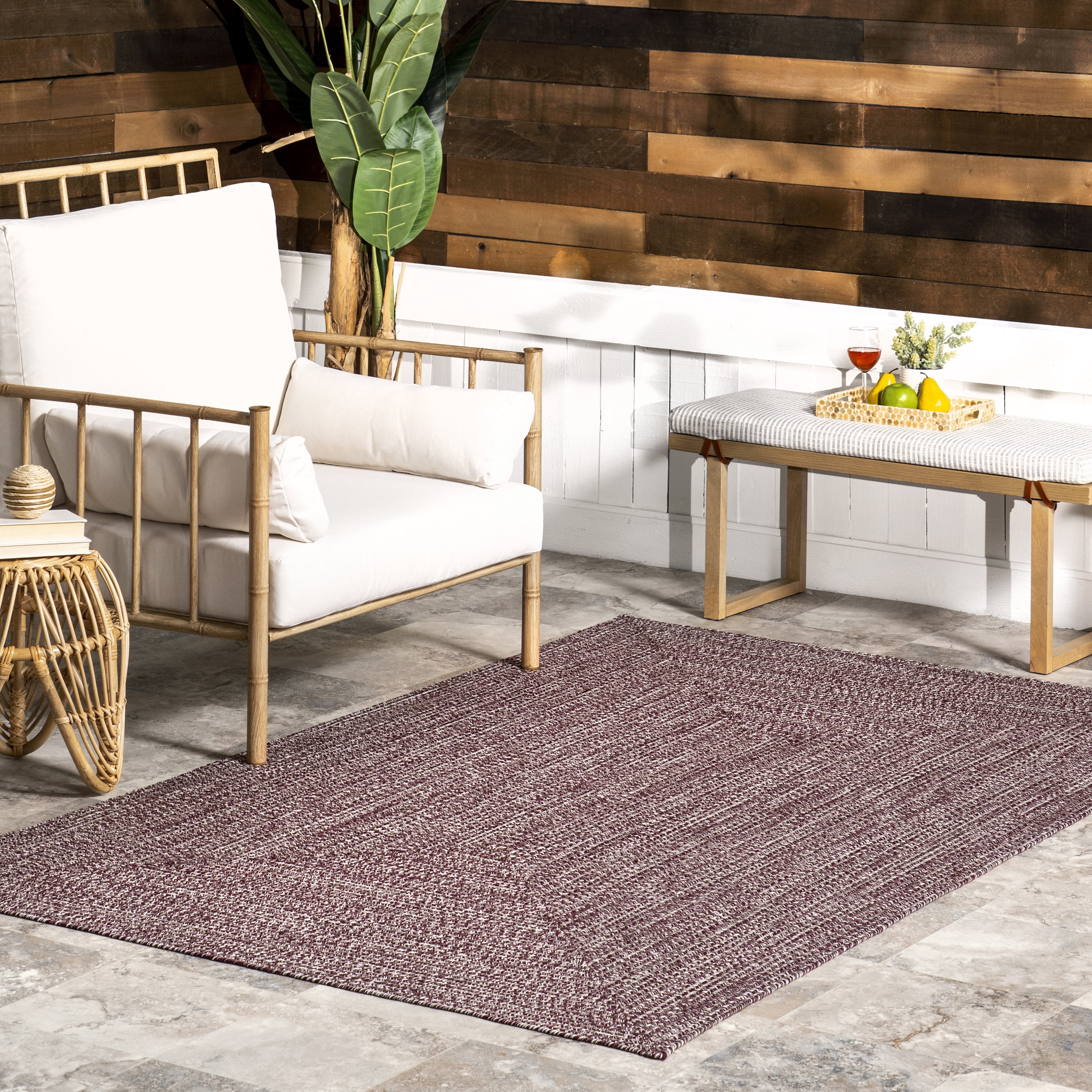 nuLOOM Wynn Braided Indoor/Outdoor Area Rug, 8' x 10', Burgundy
