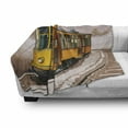 thumbnail image 3 of Modern Soft Flannel Fleece Throw Blanket, Yellow Train on Rail Roads Winter Scenery Old Suburban Illustration, Cozy Plush for Indoor and Outdoor Use, 50" x 70", Yellow and Pale Brown, by Ambesonne, 3 of 6