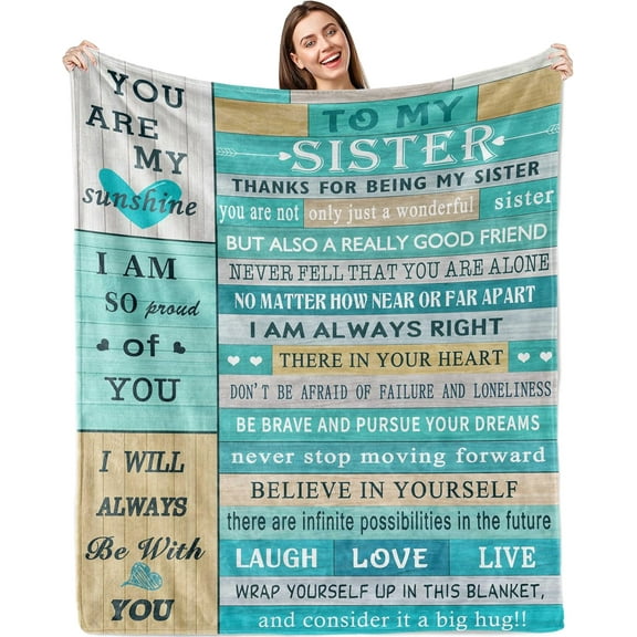 Sisters Gifts Blanket 50"x60",Birthday Gift for Sister,Sister Birthday Gifts from Brother,Big Sister Gifts for Girls,Best Sister Ever Gifts,Happy Birthday Sister Gifts,Gifts for Women Sister Blanket