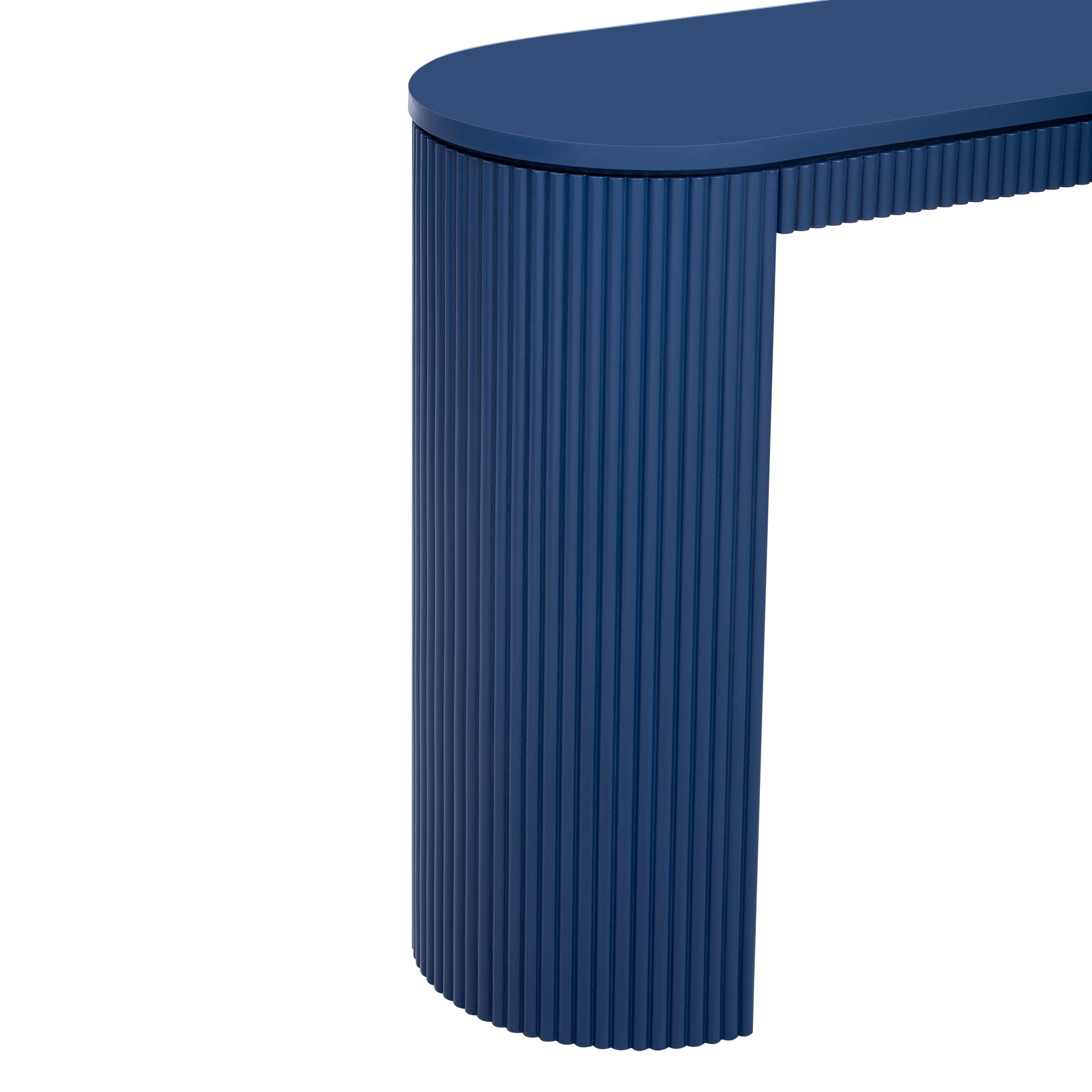 EUROCO 59.2" Long Curved Console Table with Vertical Stripe , Narrow Sofa Table Behind The Couch, Wooden Rectangular Entryway Table for Entrance, Hallway, Living Room,Navy