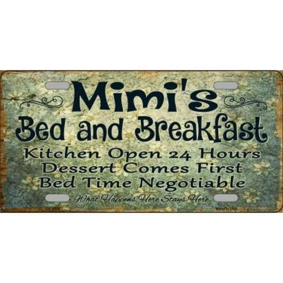212 Main LP-8374 6 x 12 in. Mimis Bed & Breakfast Metal License Plate