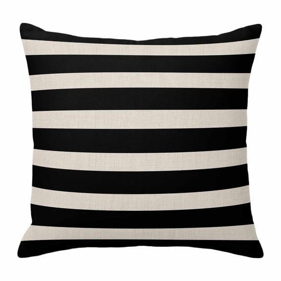 Pillow Covers 20x20 Inch, Black Beige Striped Linen Pillowcase with Invisible Zipper, Vintage Geometric Line Simple Decorative Throw Pillow Covers Cushion Case for Couch Sofa Bed Living Room