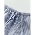 thumbnail image 6 of Women'S Striped Print Drawstring Waist Shorts Wide Leg Summer Beach Mini Shorts Blue  L, 6 of 8