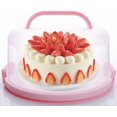 thumbnail image 1 of Soporte tartas soporte portátil para tartas de 10 pulgadas, o 9 magdalenas estándar caja viene con asa, contenedor para tartas porta tartas redondos de plástico, 1 of 7