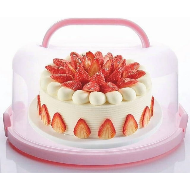 Soporte tartas soporte portátil para tartas de 10 pulgadas, o 9 magdalenas estándar caja viene con asa, contenedor para tartas porta tartas redondos de plástico