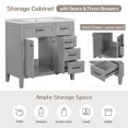 thumbnail image 5 of 36-Inch Freestanding Gray Bathroom Vanity with Ceramic Sink, 3 Drawers & Cabinet Storage, Solid Wood Frame, Waterproof Design (Assembly Required), 5 of 9