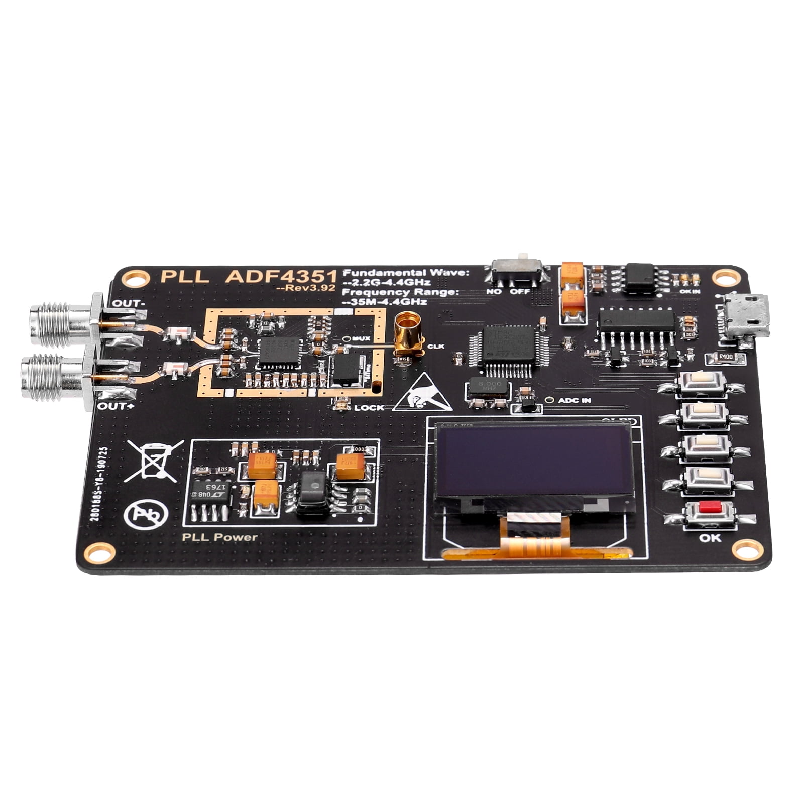 35-4400MHz RF Signal Generator ADF4351 Module Sweep Frequency PLL+OLED Display 