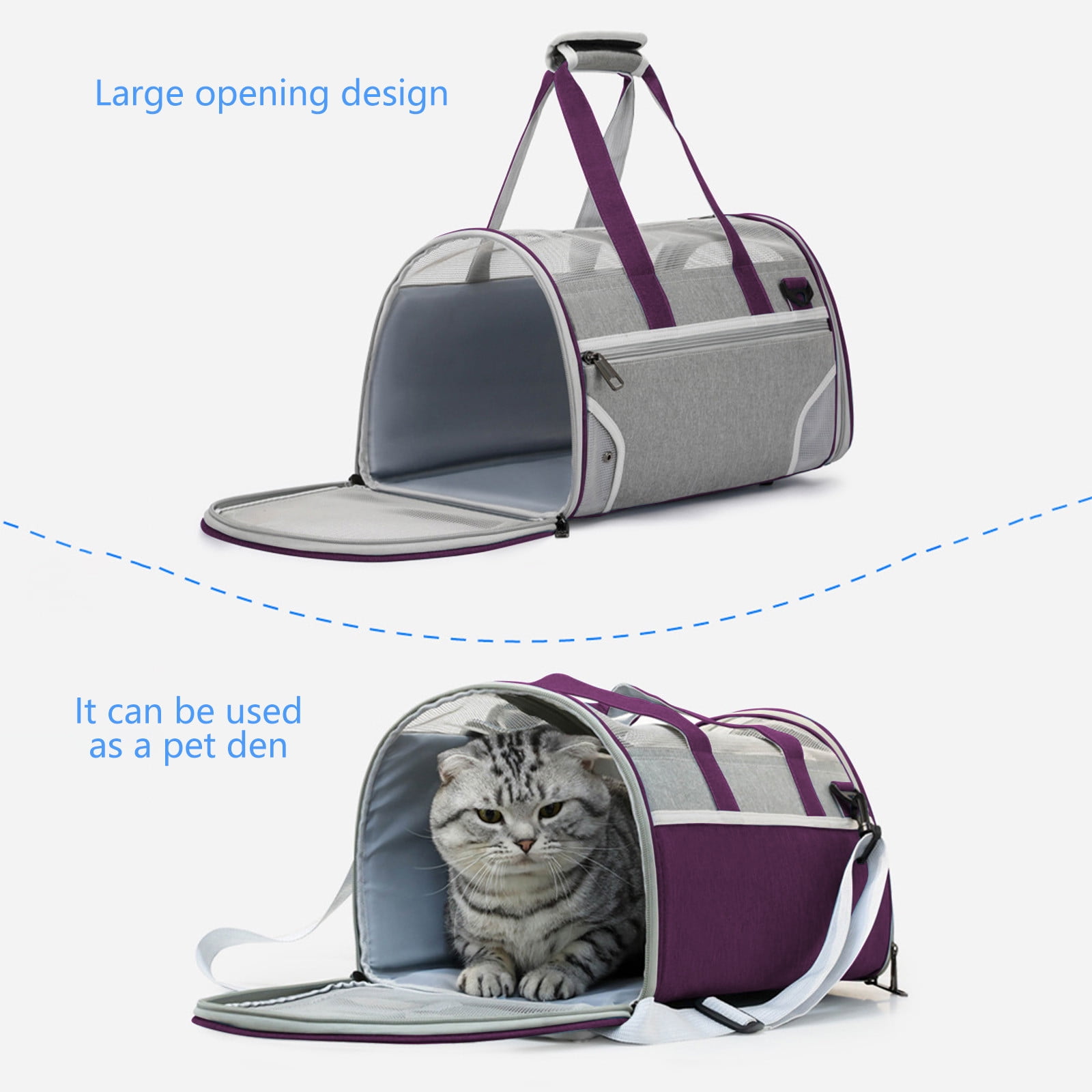 HongHeng Cat, Carrier for Small Mediums Puppies up to 15 Lbs, Soft Sided, Collapsible Travel Puppy Carrier