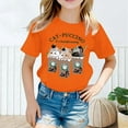 thumbnail image 2 of Gelikeya Toddler Kids Girls Shirts Size 6-8 Fashion Cute Printed Casual Round Neck Short Sleeve Shirts Back to School Tops Summer Clothing Orange 6-8 Years, 2 of 5