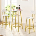 thumbnail image 2 of LEGAHOME Bar Height Dining Set for 2, 3-Piece Round Kitchen Table with Back Support Chairs, 14.17" Wide Seat Stools and Pub Table Set, Small Space Breakfast Pub Table Set, White, 2 of 9