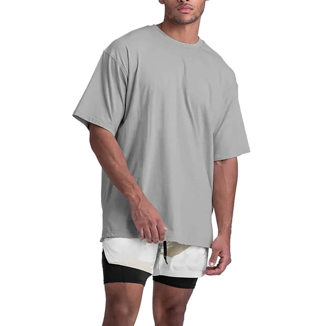 Camiseta deportiva holgada para hombre: mangas cortas abiertas, estilo informal, adecuada para el día a día/casa, tallas S-XXL, fácil de combinar con pantalones
