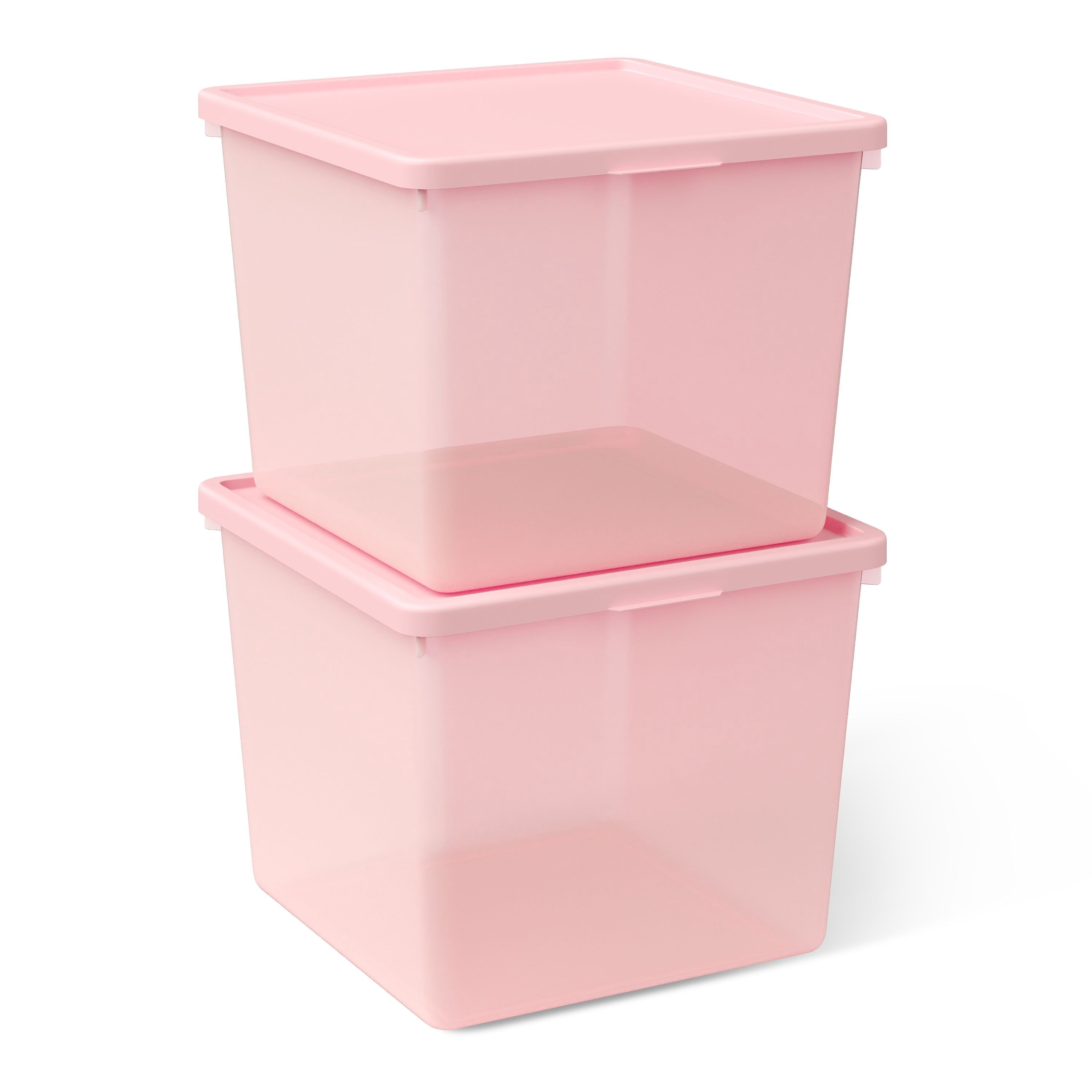 Mainstays Kids Pink Large Plastic Storage Bin with Lid