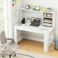 thumbnail image 4 of Gymax Home Office Computer Desk Study Table Writing Workstation Hutch Cable Hole White, 4 of 10