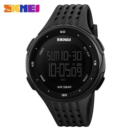 Explojoy Men's Minimalist Sport Digital Watch – Waterproof LED Wristwatch with Chronograph, Calendar & Alarm