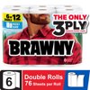 Brawny Pick-A-Size 3-Ply Paper Towels, 6 Double Rolls, 76 Sheets Per Roll