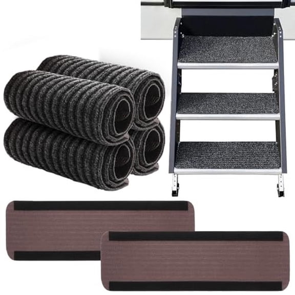 Baguer Rv Step Covers 4 Pack Black Polyester Stair Carpet for Most Rvs Mobile Home Camper Trailer 24 Inch Entryway Mat Replacement
