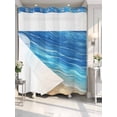 thumbnail image 4 of Blue Ombre Coastal No Hook Shower Curtain Waterproof,Bathroom Curtains with Snap in Liners and See Through Top Window,Summer Nautical Beach Ocean Seaside Hotel Style Bathtub Curtains Shower 72"Wx78"L, 4 of 8