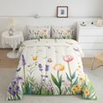 thumbnail image 2 of Erosebridal Tulip Lavender Flower Bedding Twin Comforter Set, Spring Plants Leaves Down Comforter, Reversible 2 Pieces, 2 of 7