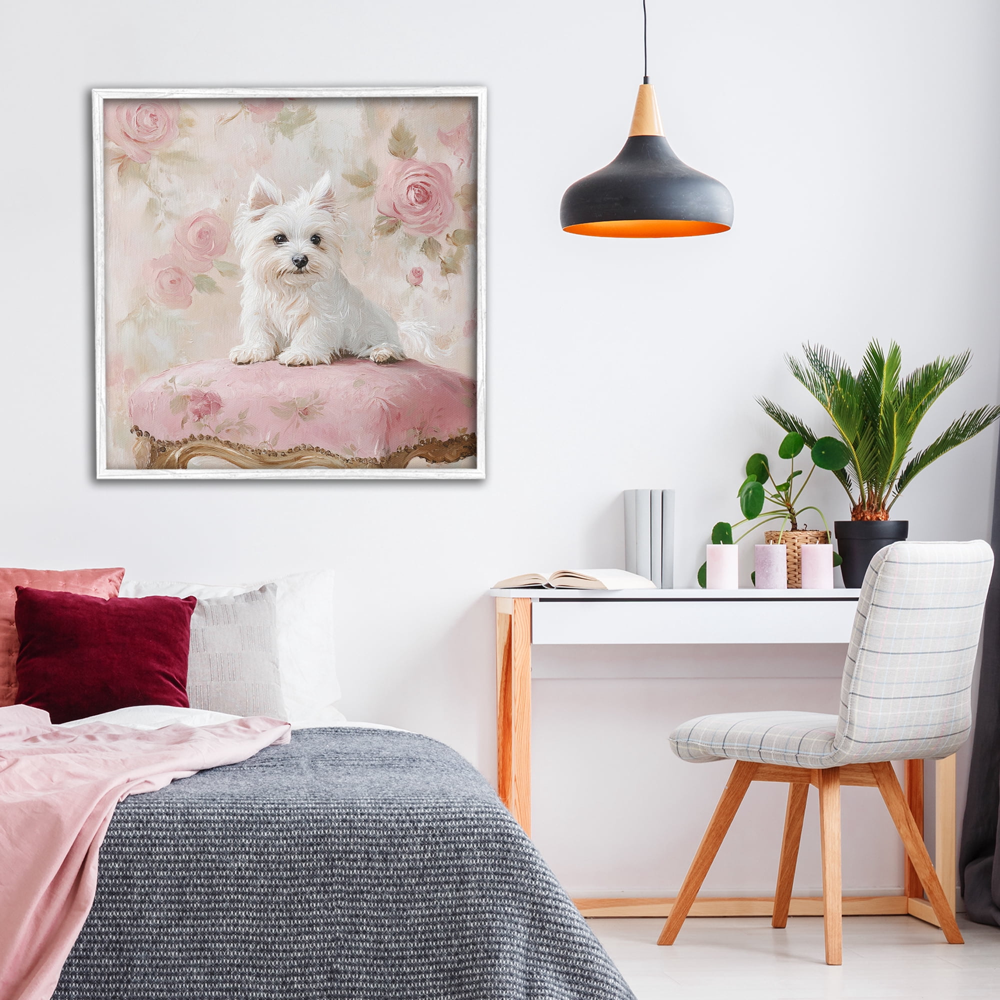 Stupell Industries Fancy Francesca Puppy White Framed Giclee Art, design by Tina LeCour