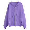 thumbnail image 2 of Women's Drawstring Zip Up Hoodies Fall Fashion Vintage Y2K Oversized Fleece Lined Sweatshirt with Pockets Casual Streetwear, 2 of 3