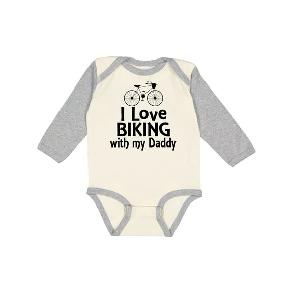 Inktastic I Love Biking with Daddy Boys or Girls Long Sleeve Baby Bodysuit
