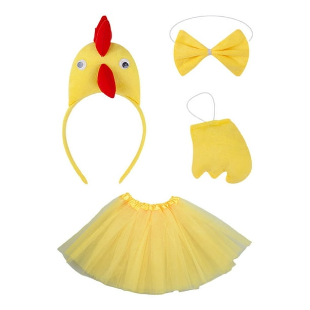 Conjunto de disfraz de pollo 3D, accesorios para niñas, falda de disfraz de animal para fiesta Amarillo